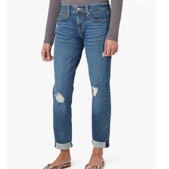 Signature by Levi Strauss Denim - Levi’s Signature Mid Rise Boyfriend Distressed Denim Stretchy Jeans Size 16 33W